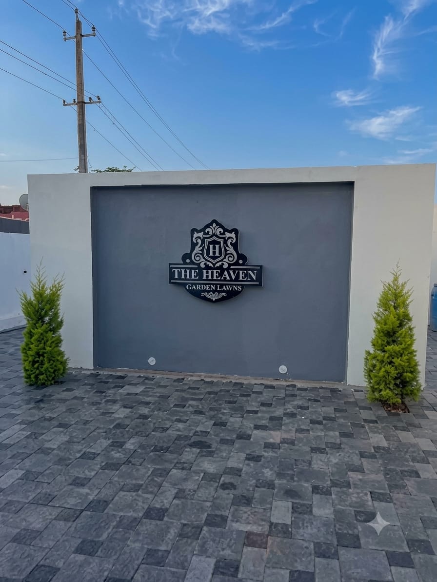 The Heaven Garden Lawns entrance signage